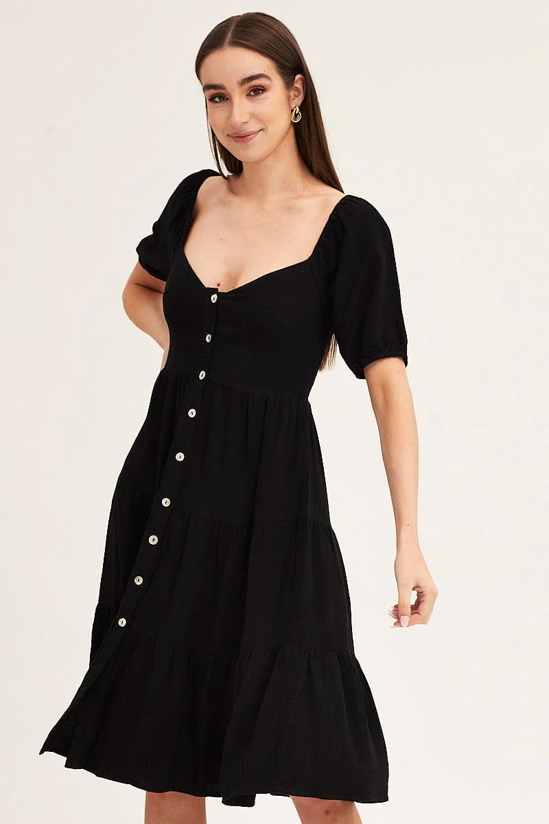 Black Midi Dress Sweetheart