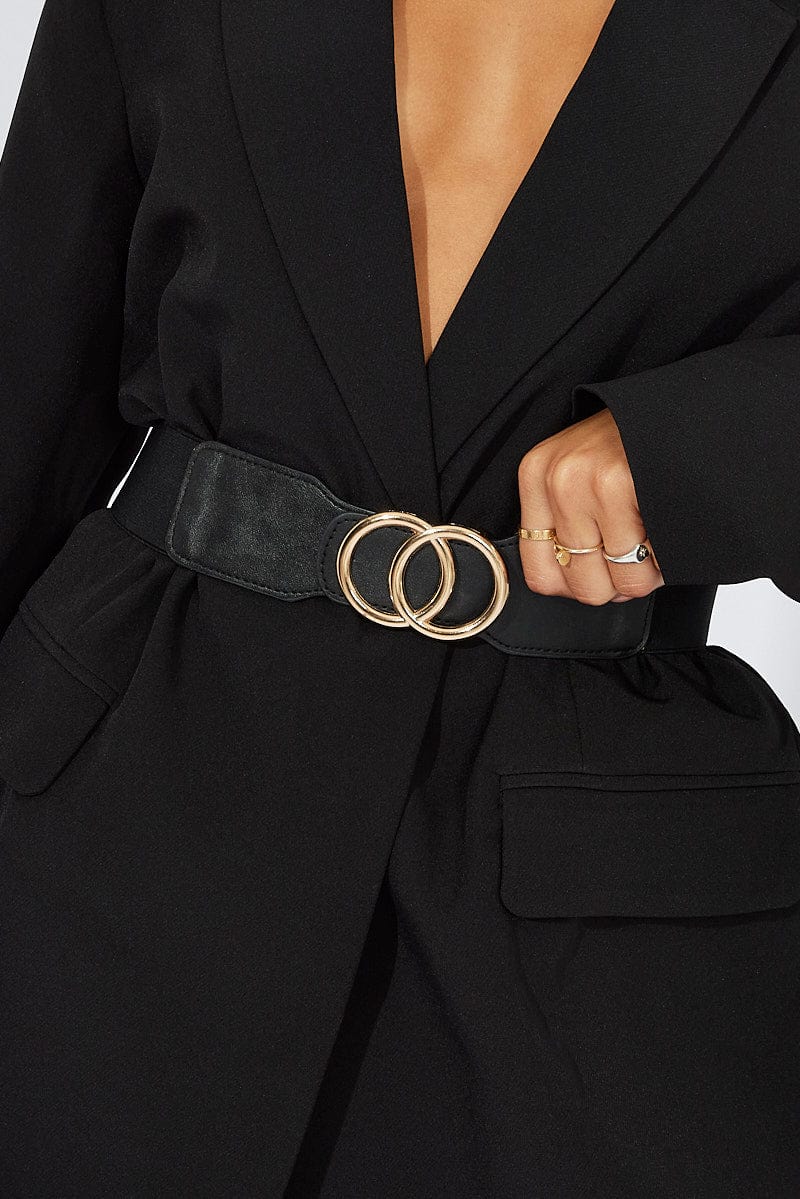 Black Double Circle Waist Belt