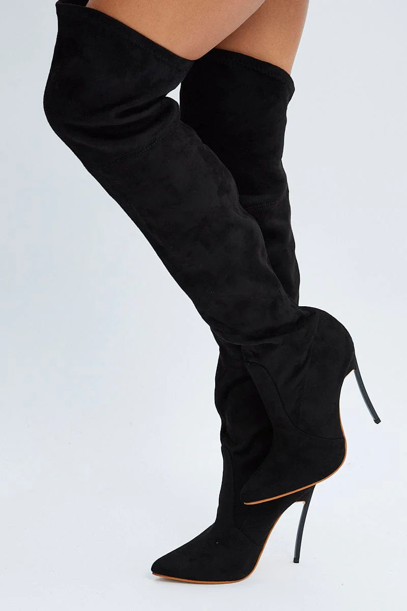 Black Over The Knee Heeled Boots