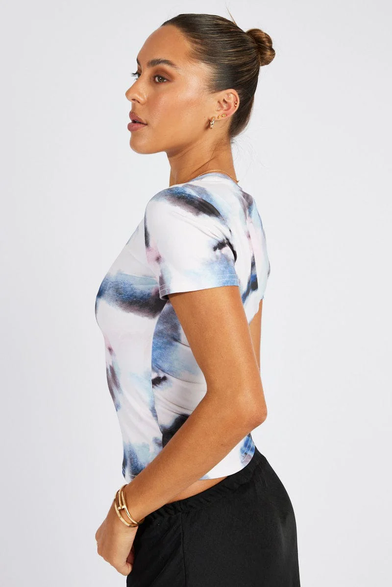 Multi Abstract Supersoft Top Short Sleeve