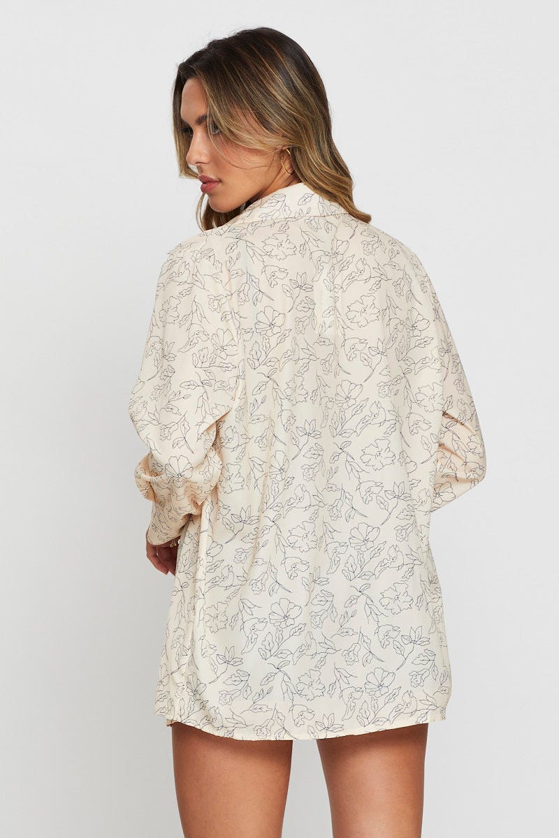 Print Oversized Shirts Short Sleeve