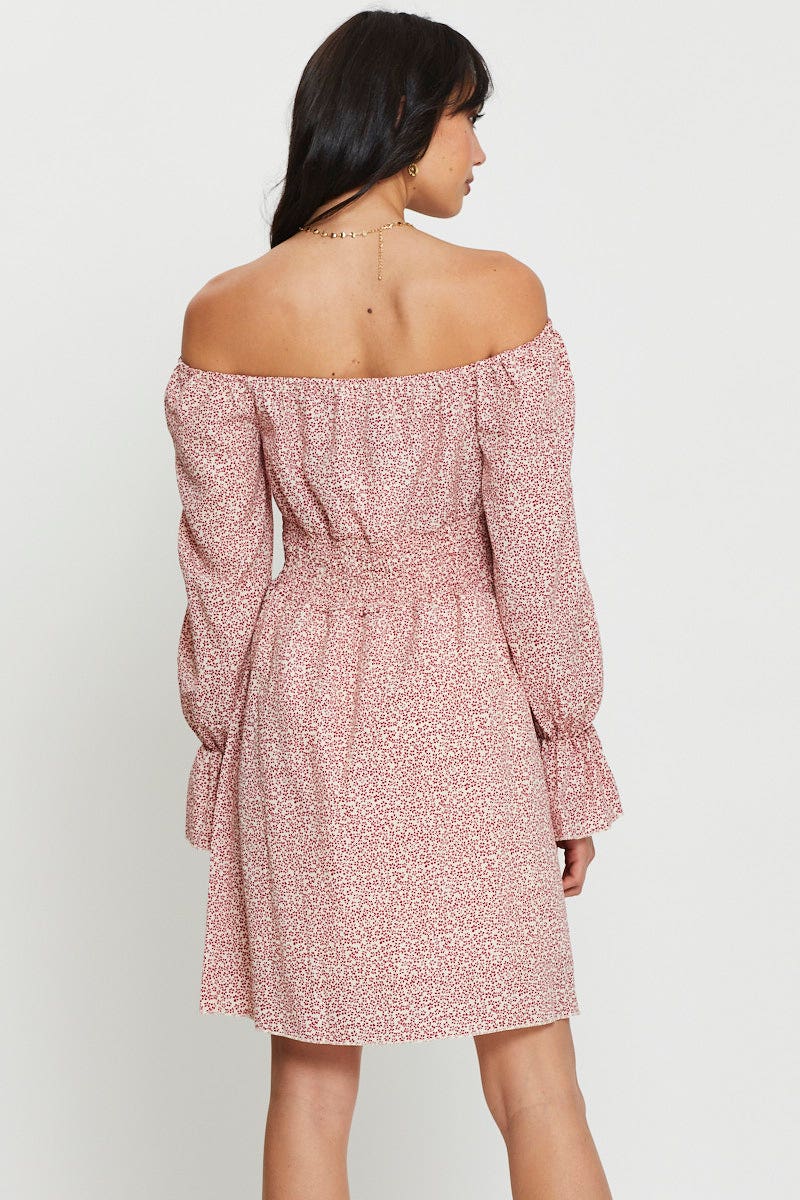 Print Mini Dress Long Sleeve