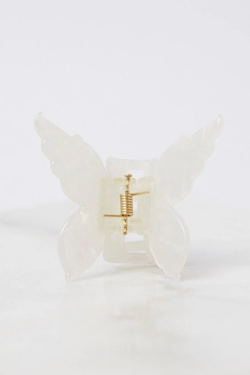White Butterfly Claw Clip