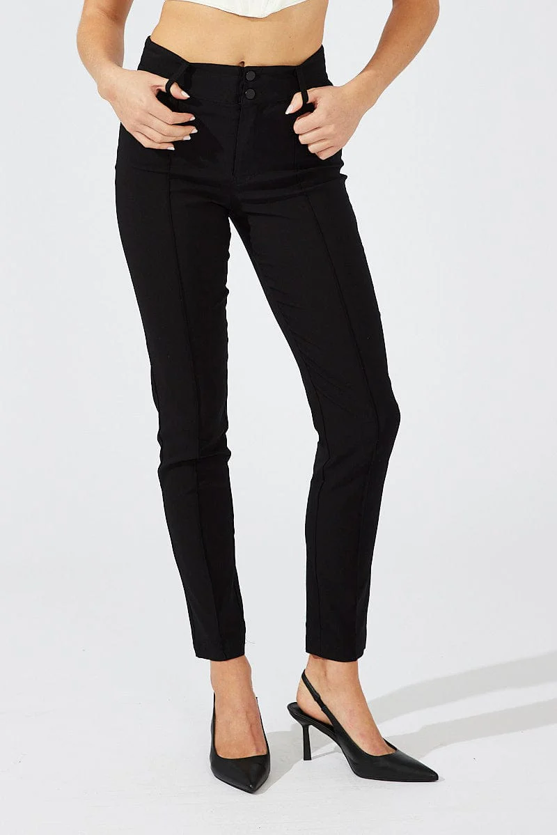 Black Straight Fit Pants Workwear