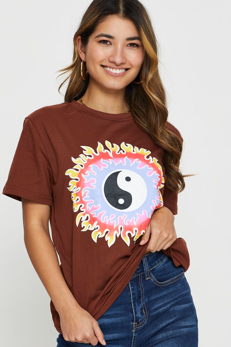 Brown Yin Yang T-Shirt