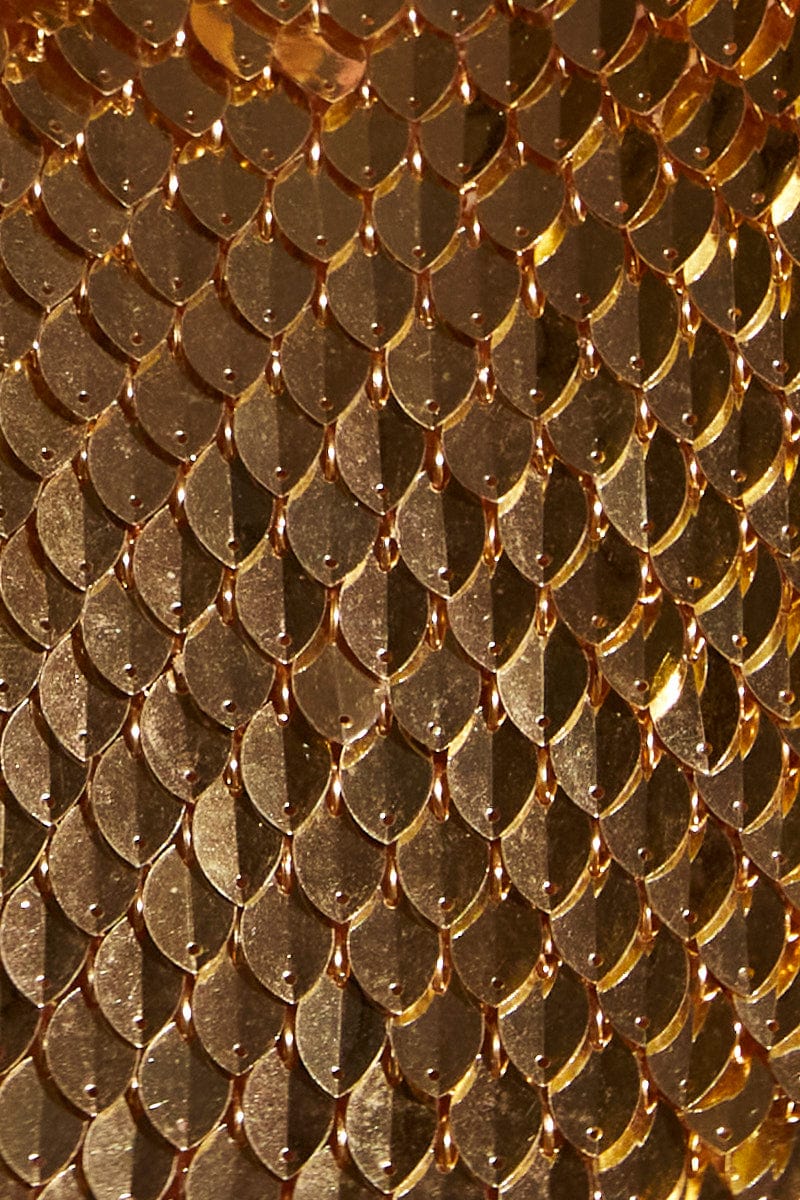 Gold Sequin Backless Halter Top