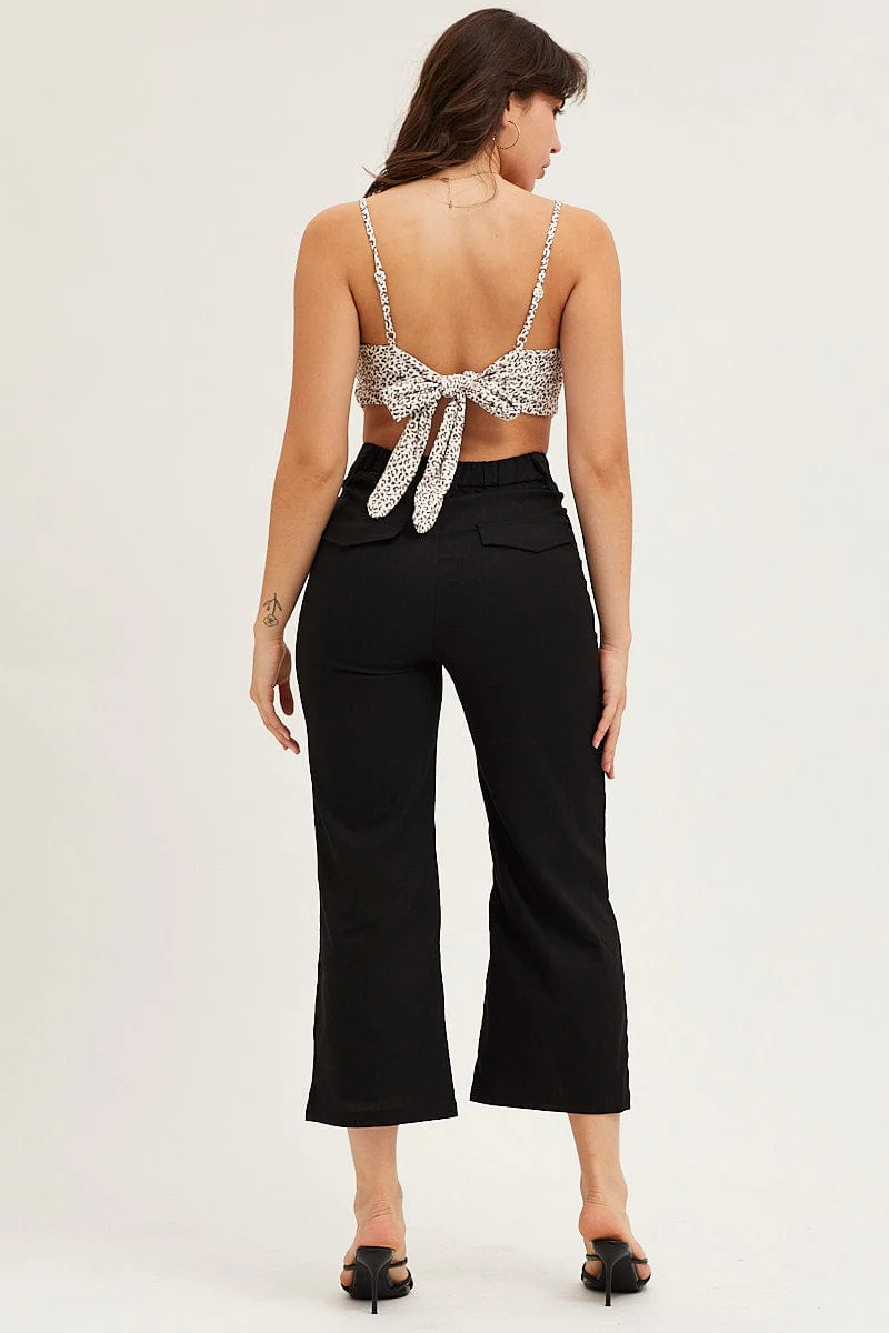 Black Wide Leg Pants High Rise