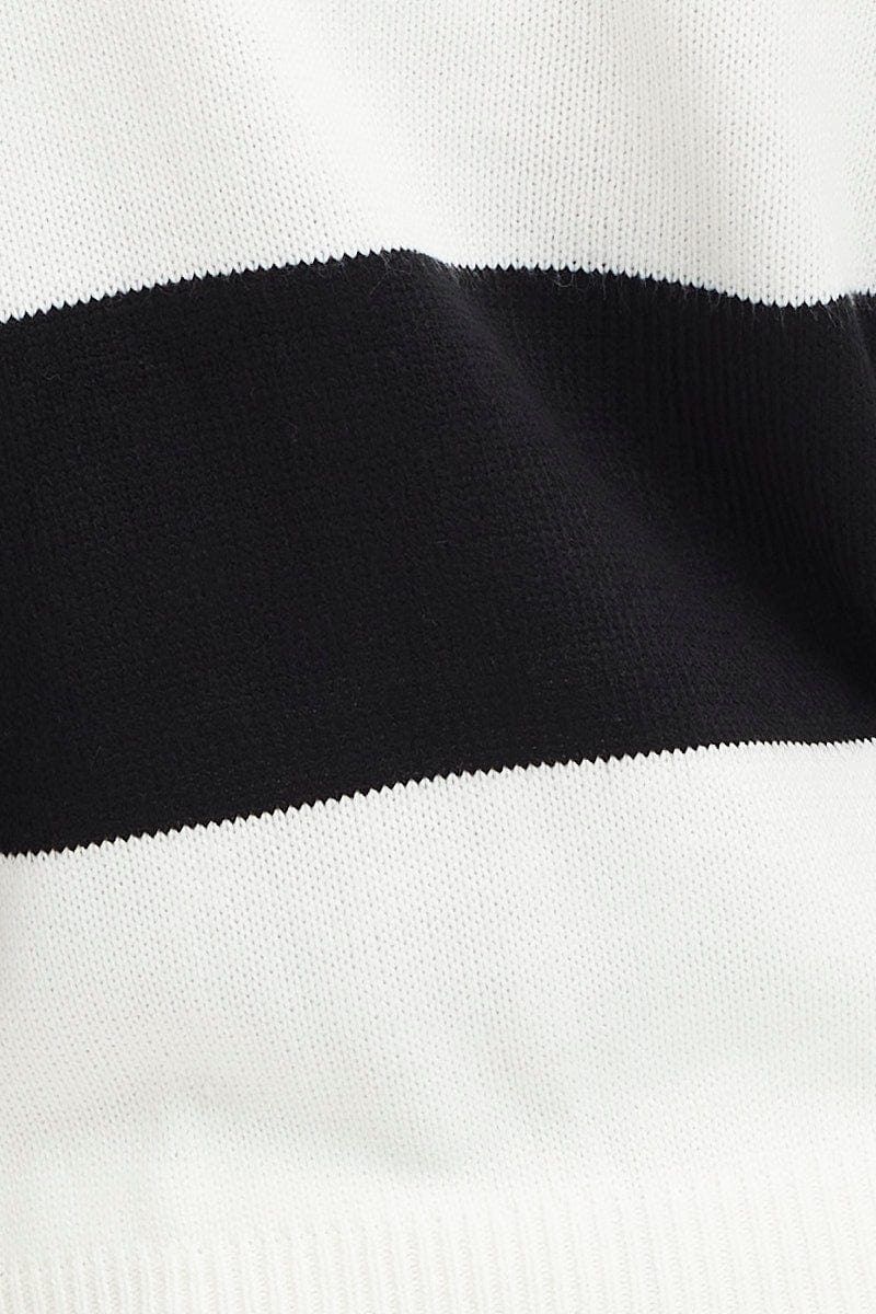 Stripe Knit Top Long Sleeve Round Neck Colour Block