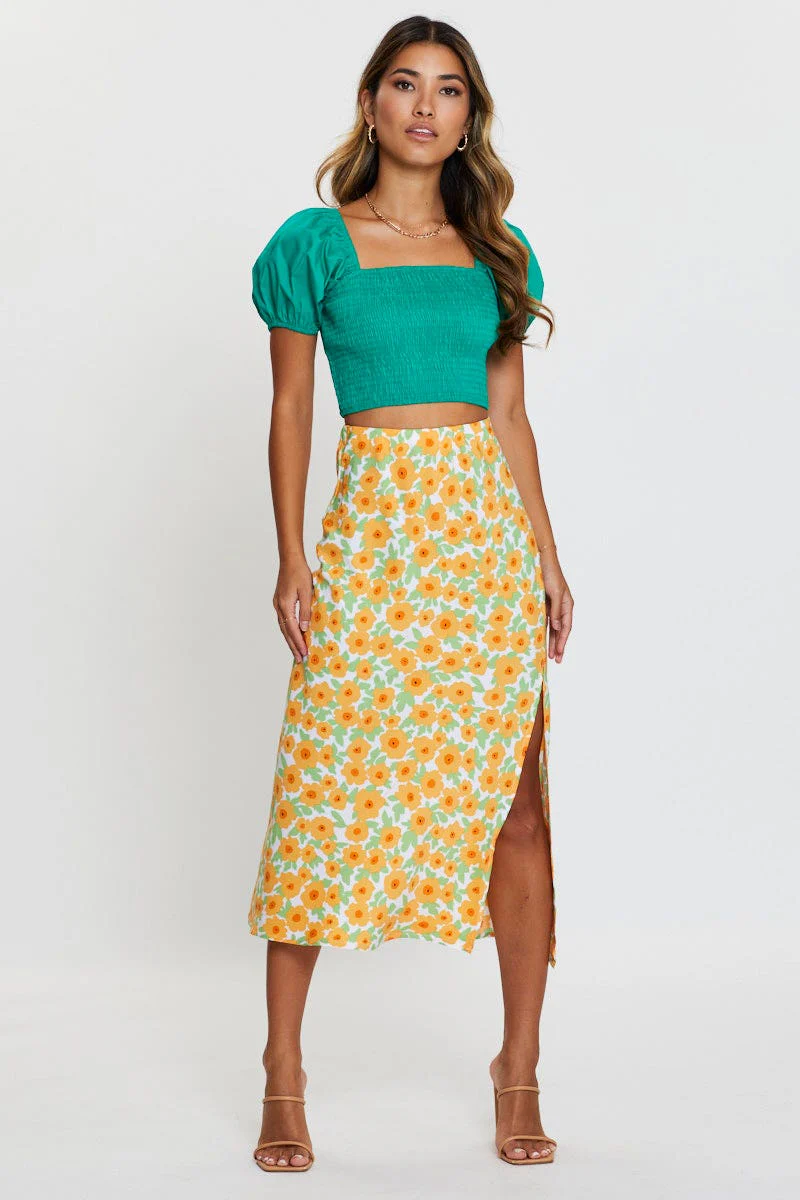 Green Crop Top Short Sleeve