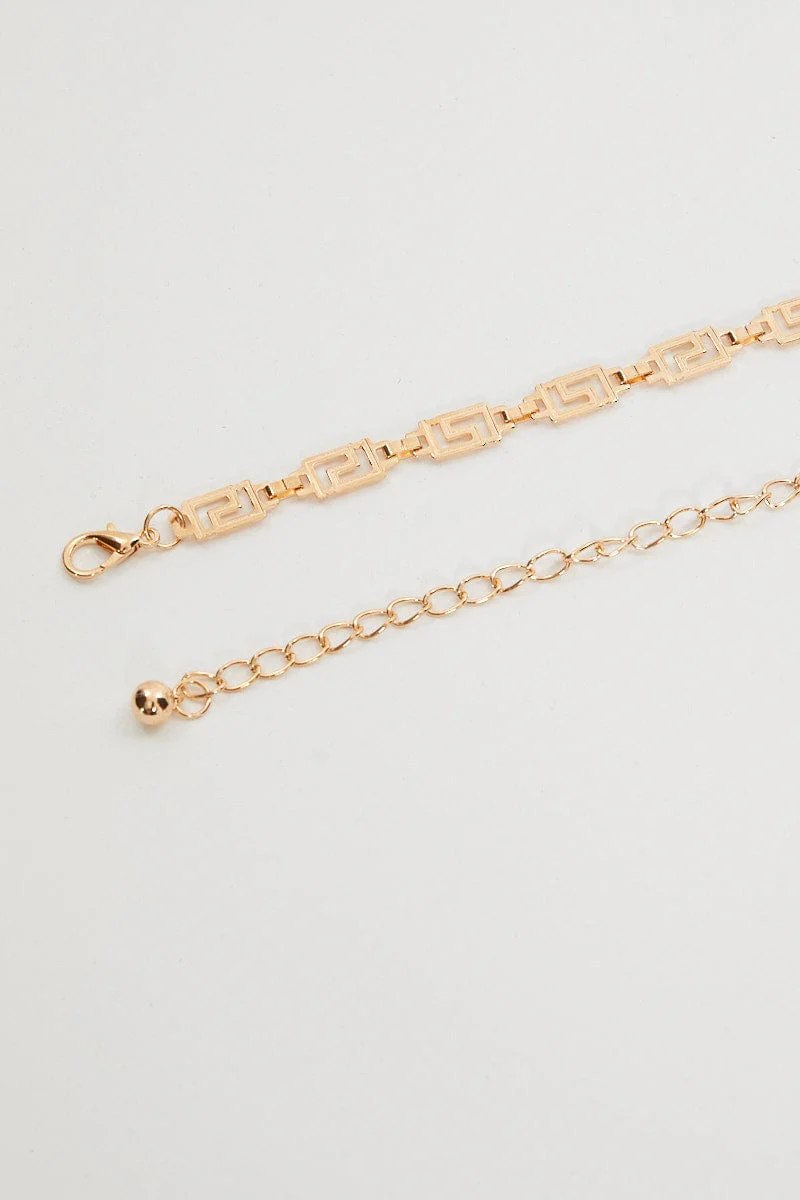 Gold Geometric Square Chain Waist Belt