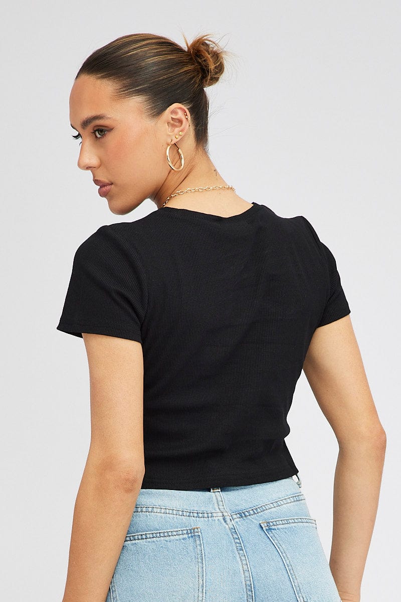 Black T Shirt Short Sleeve Crew Neck
