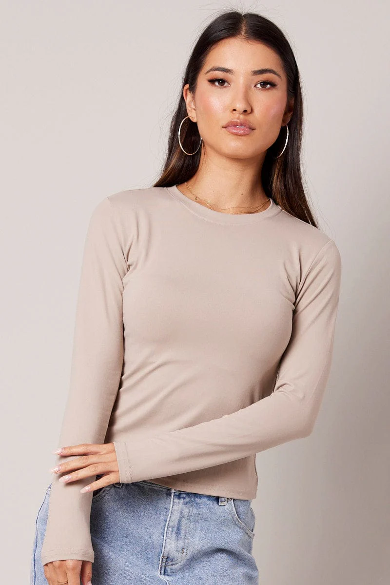 Beige Supersoft Top Long Sleeve