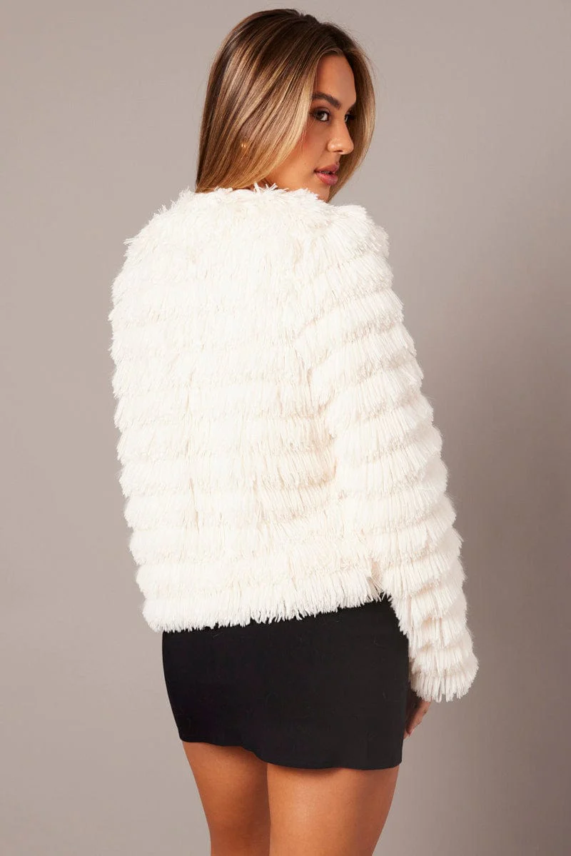 White Shag Faux Fur Jacket
