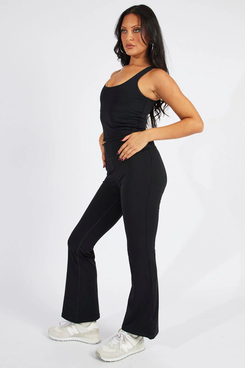 Black Flare Pants High Rise Supersoft Leggings