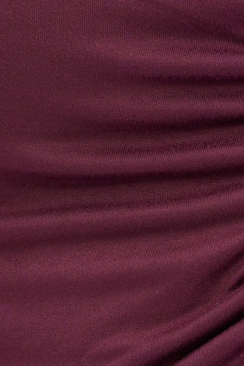 Red Top Long Sleeves Twisted Neck