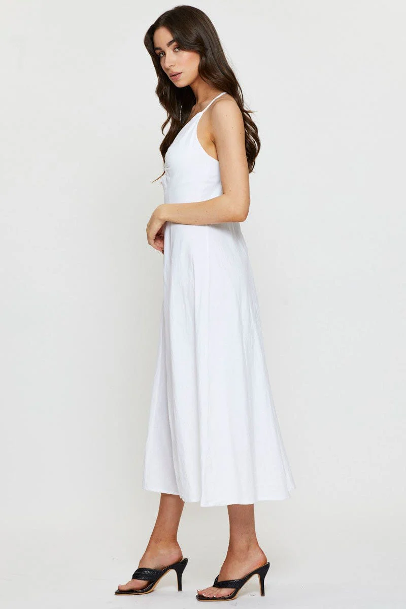White A Line Dress Sleeveless Midi