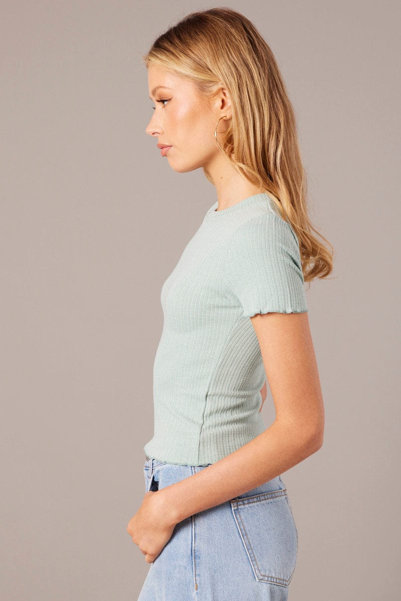 Green T Shirt Short Sleeve Crew Neck