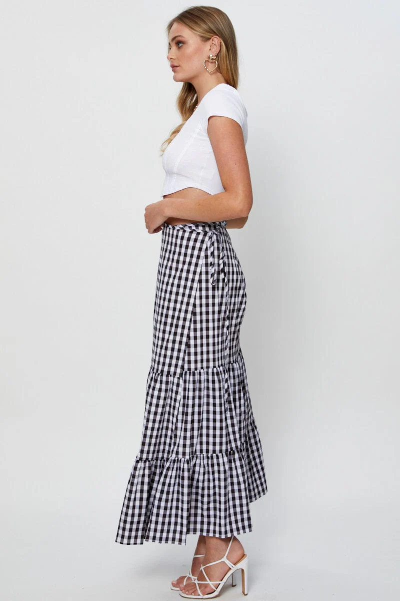 Check Maxi Skirt High Rise