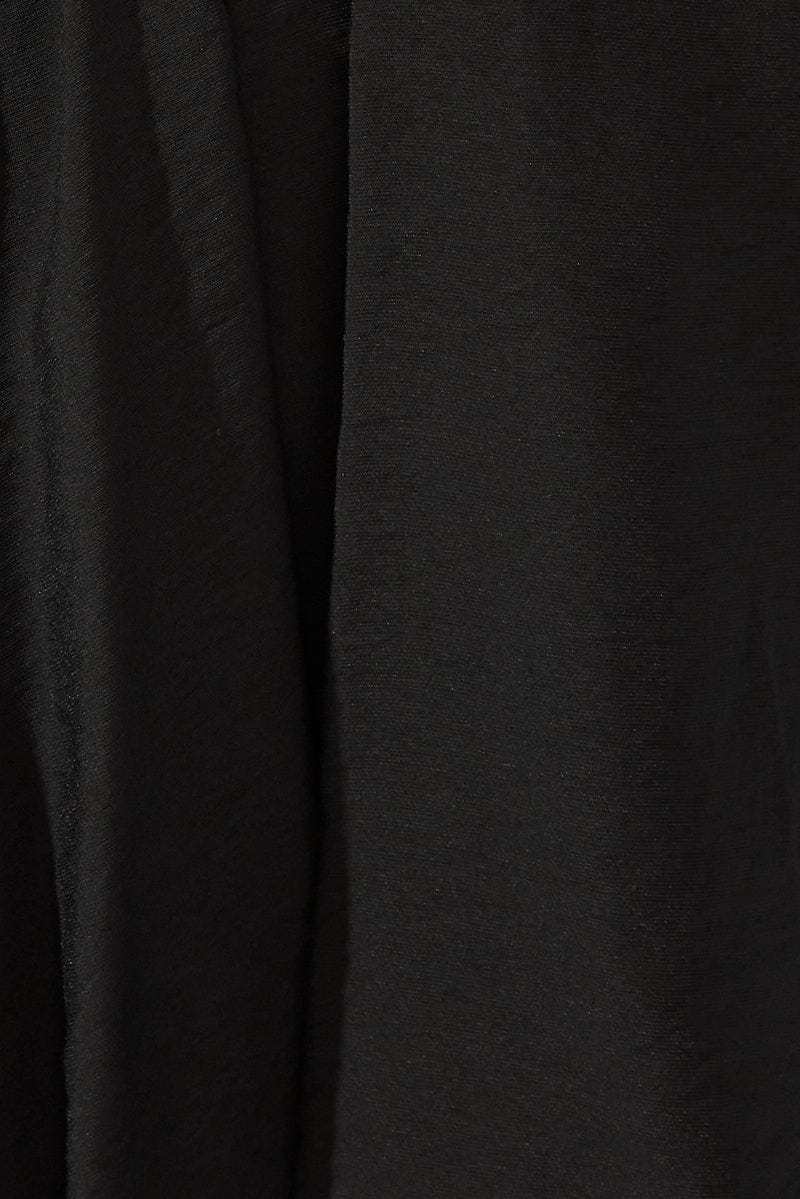 Black Fit and Flare Dress Short Sleeve Ruched