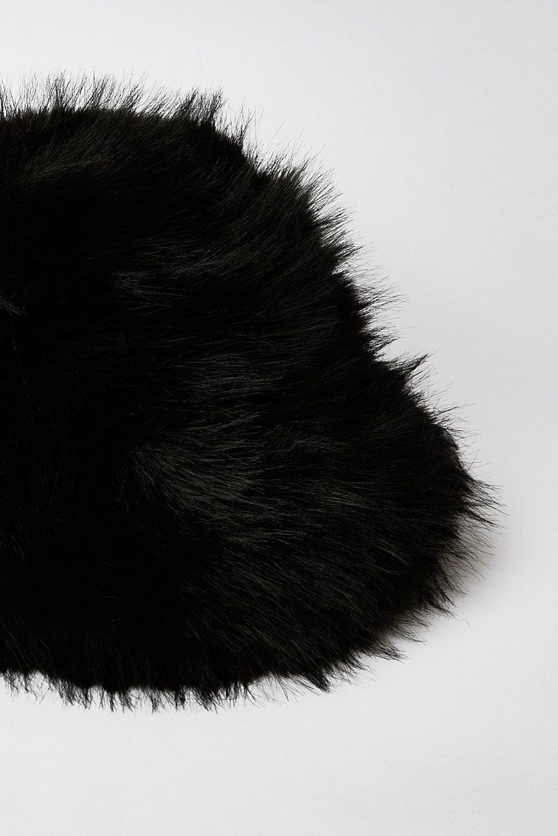 Black Faux Fur Hat