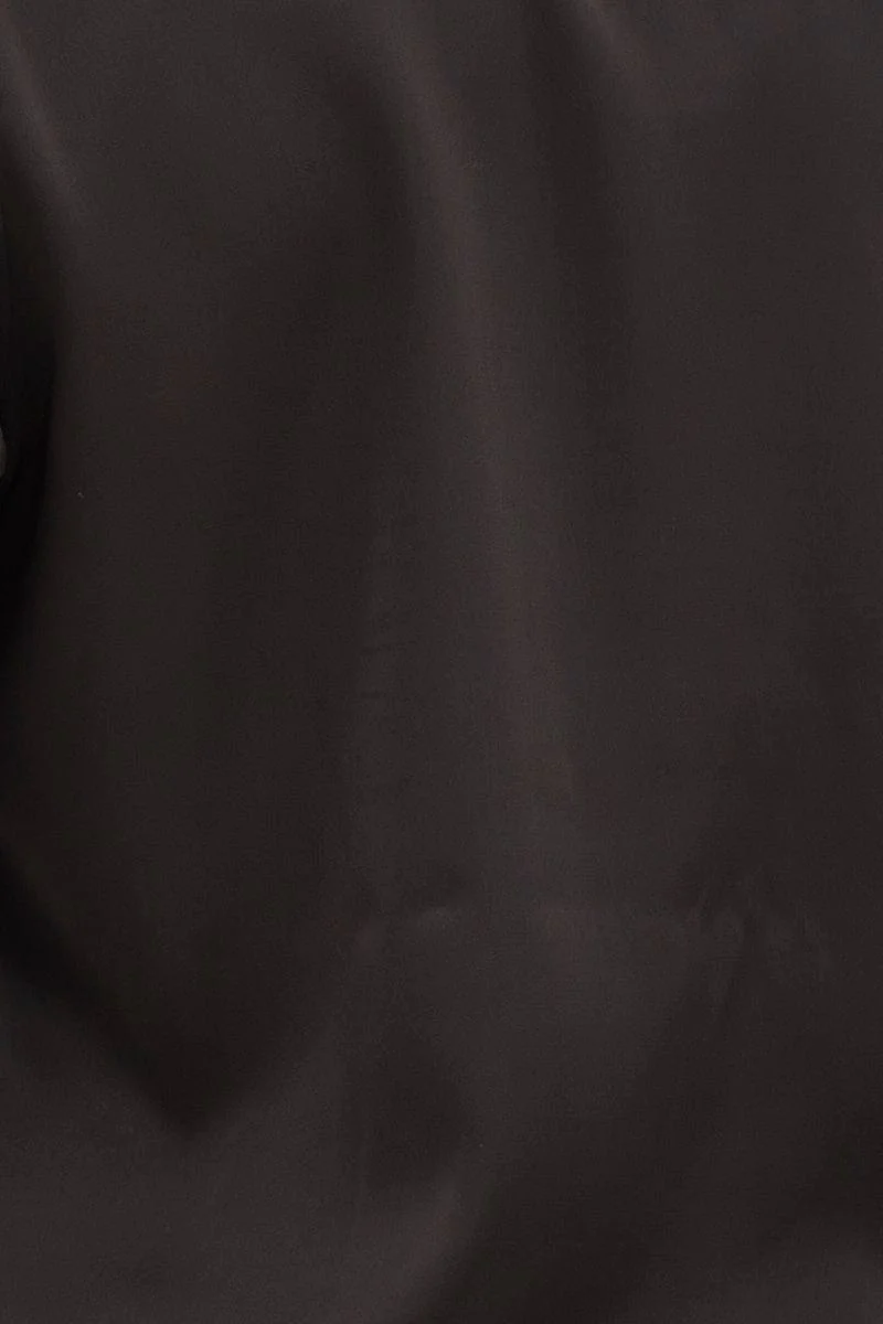 Black Satin Long Sleeve Collared Chain-Link Front Jacket