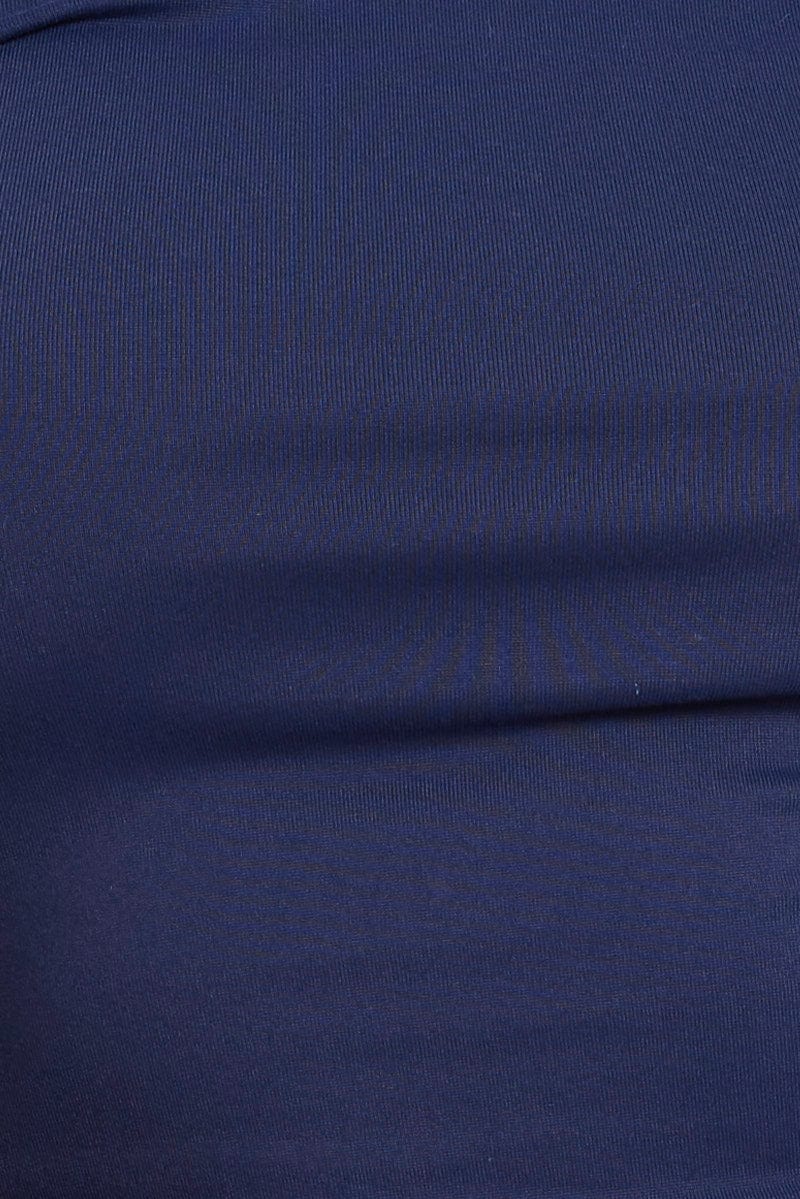 Blue Off Shoulder Top Long Sleeve Supersoft