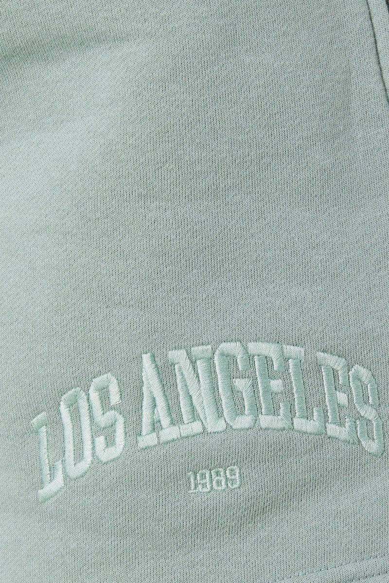 Green Track Shorts High Rise