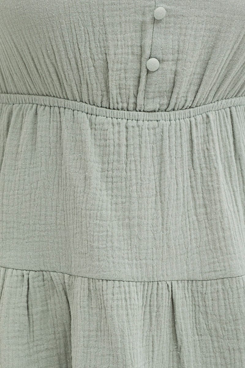 Green Skater Dress Long Sleeve Mini