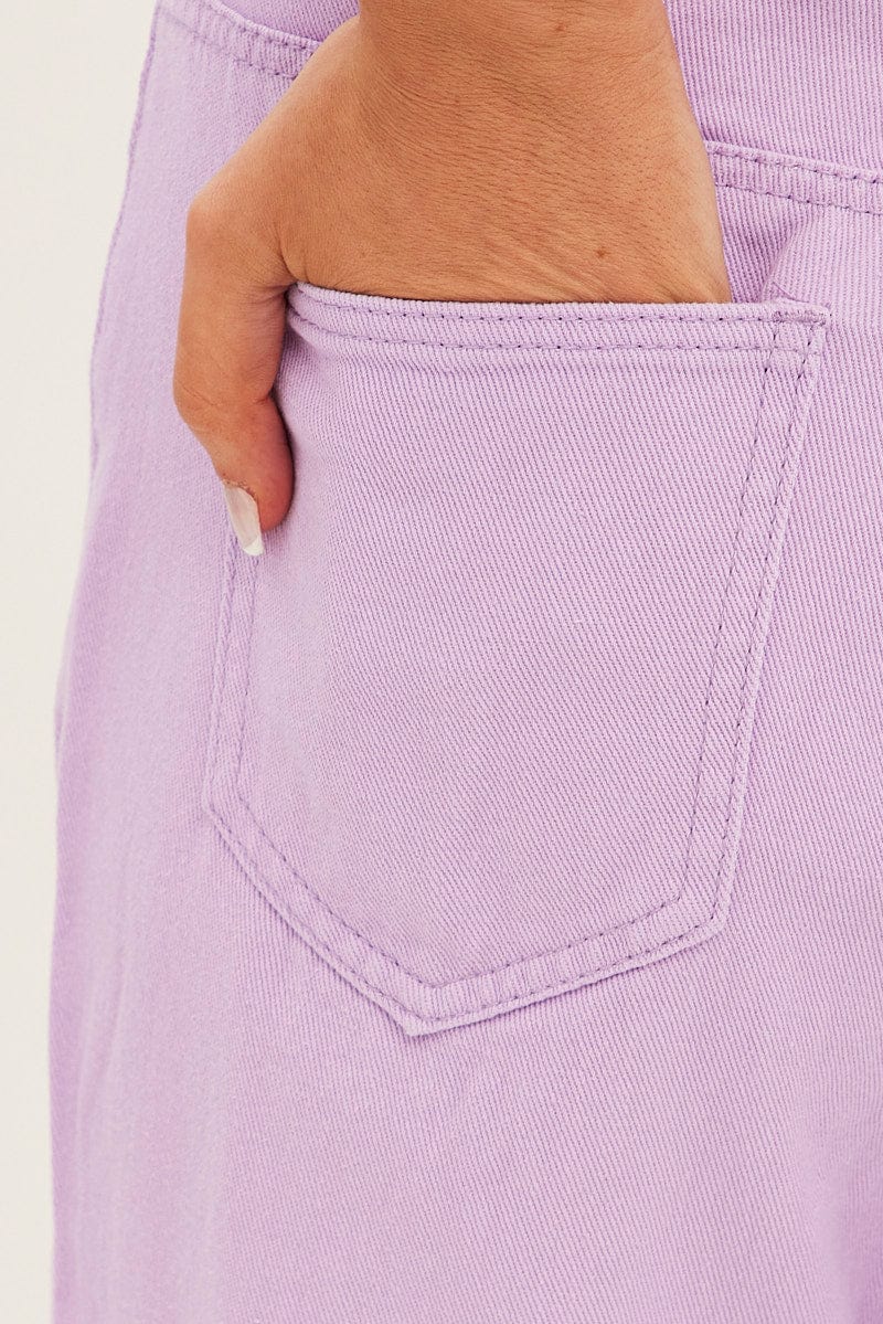 Purple Denim Jeans High Rise Wide Leg