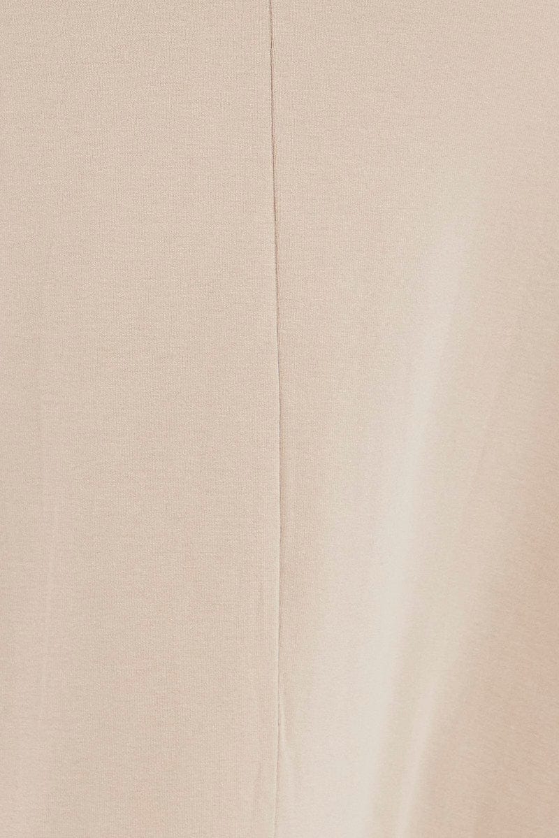 Beige Maxi Dress Sleeveless Scoop Neck Bodycon Jersey