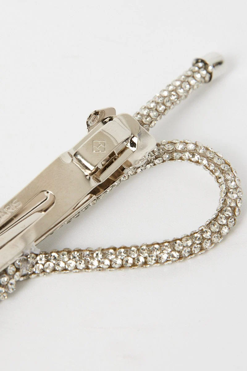 Silver Diamonte Bow Hair Clip
