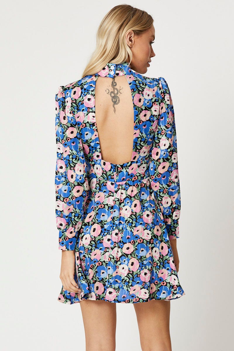 Print High Neck Dress