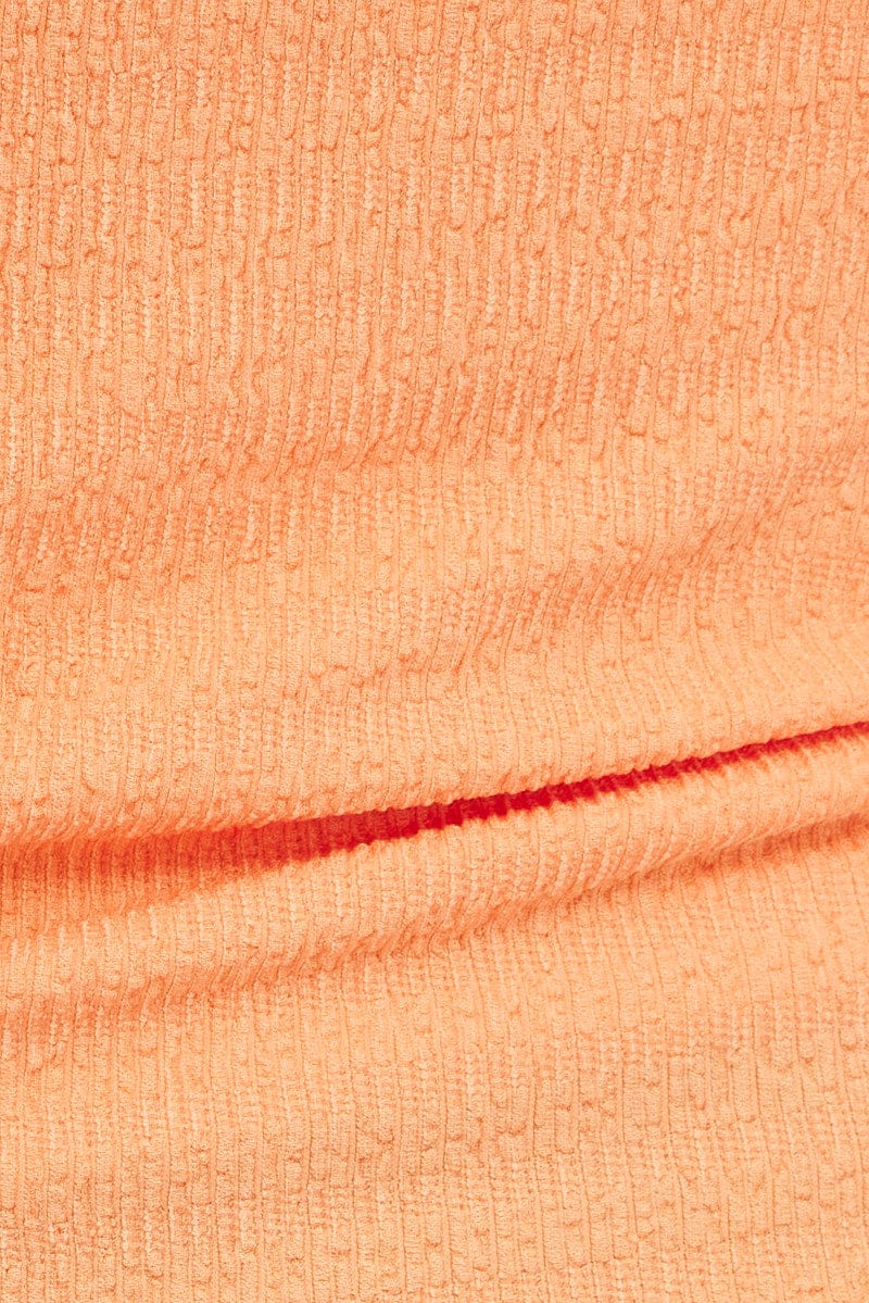 Orange Singlet Top Textured Cotton