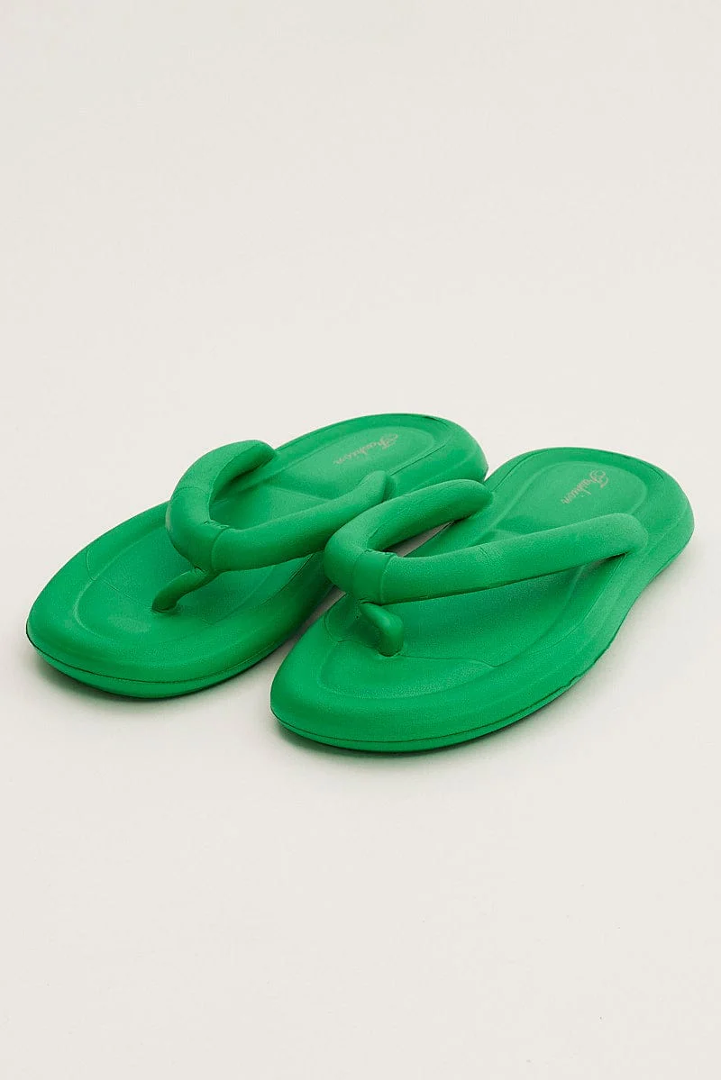 Green Chunky Flat Slides
