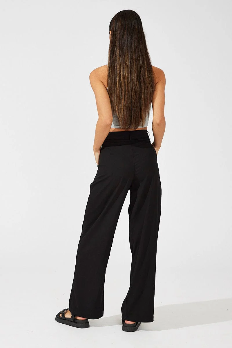 Black Wide Leg Pants High Rise