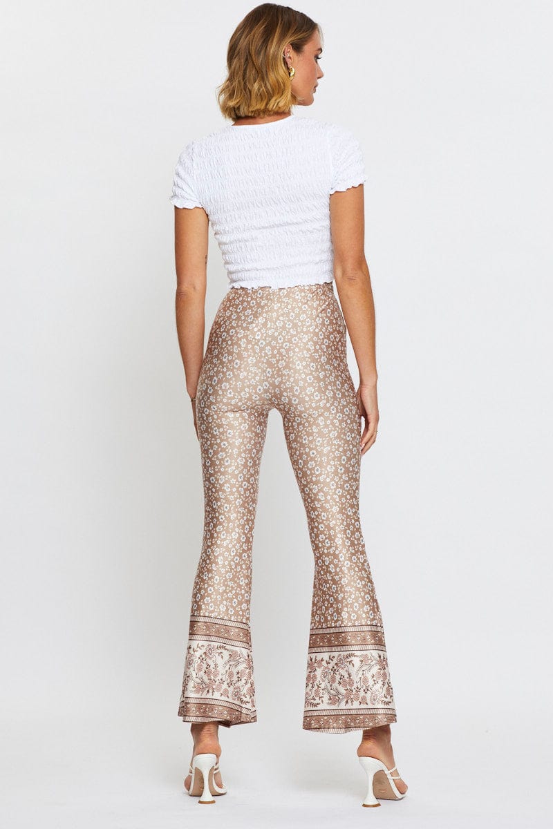 Boho Print Pants Flare Leg