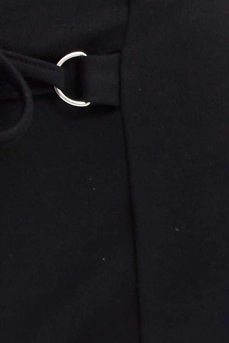 Black Straight Leg Pants High Rise Lace Up Jersey