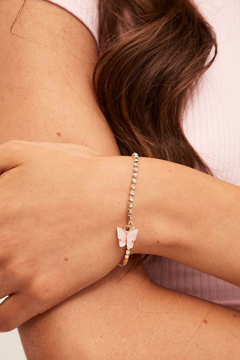 Pink Butterfly Charm Bracelets