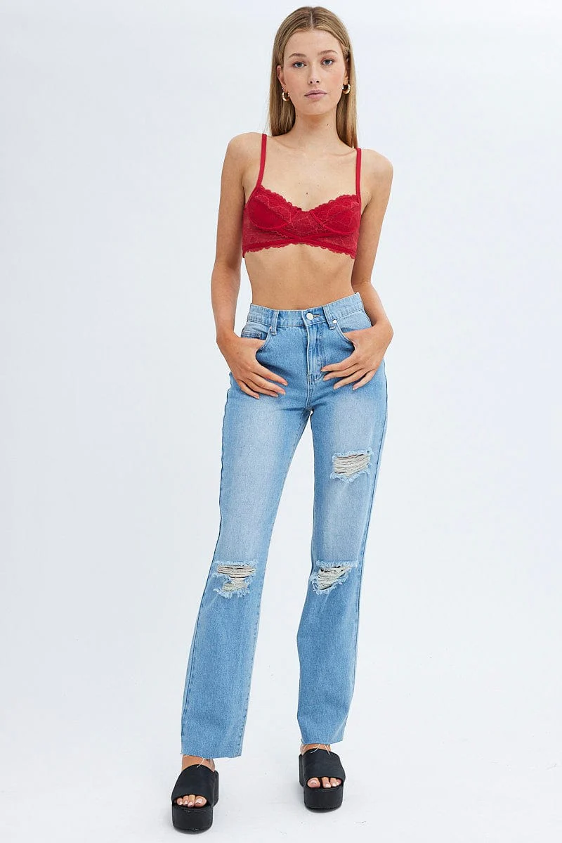 Red Lace Corset Singlet Crop