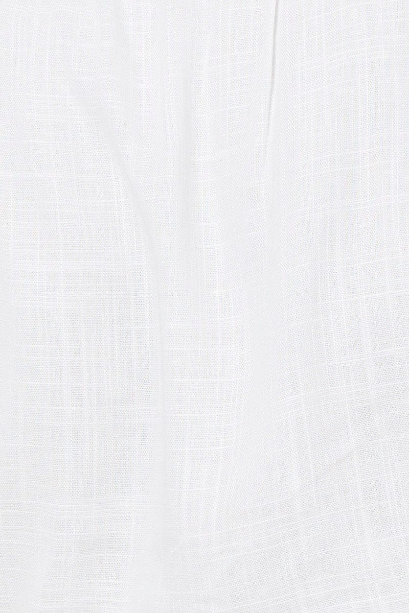 White Peplum Blouse Short Sleeve Linen