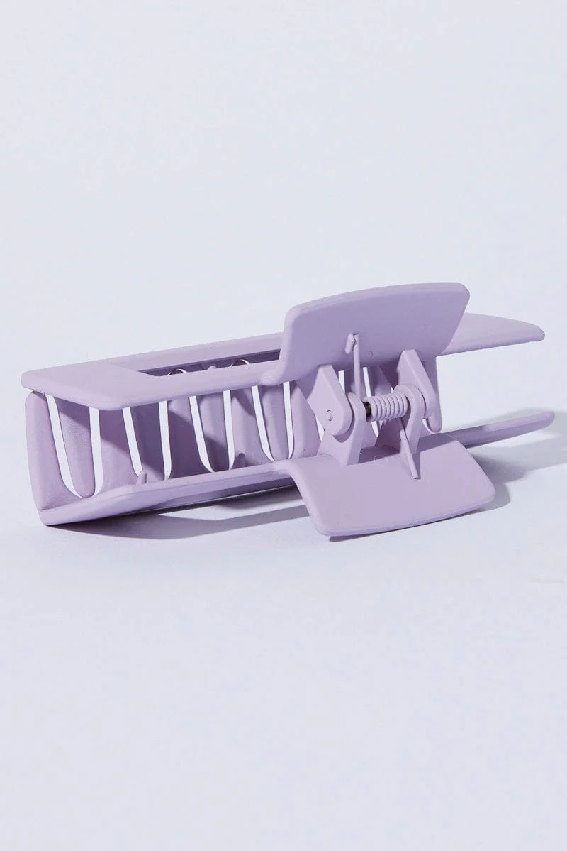 Purple Large Rectangle Claw Clip