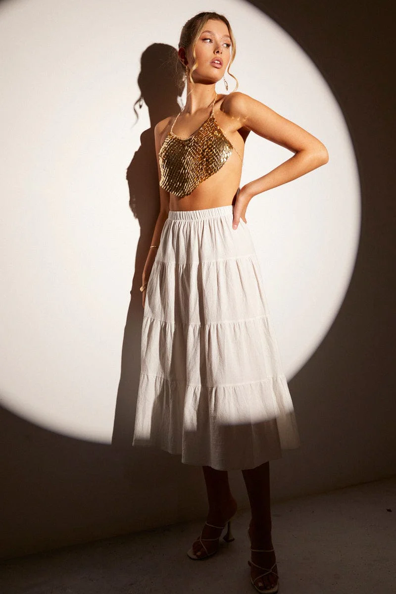 Gold Sequin Backless Halter Top