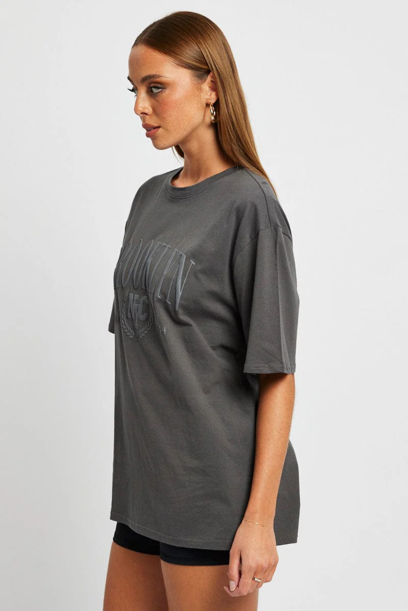 Grey Graphic Tee Short Sleeve