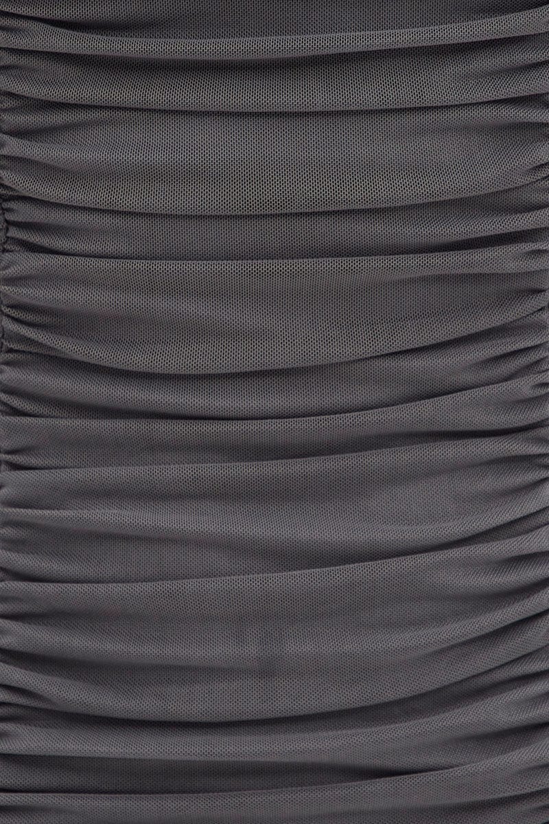 Grey Ruched Mini Dress