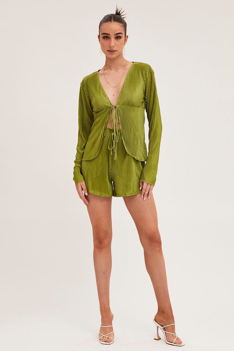 Green High Waist Shorts