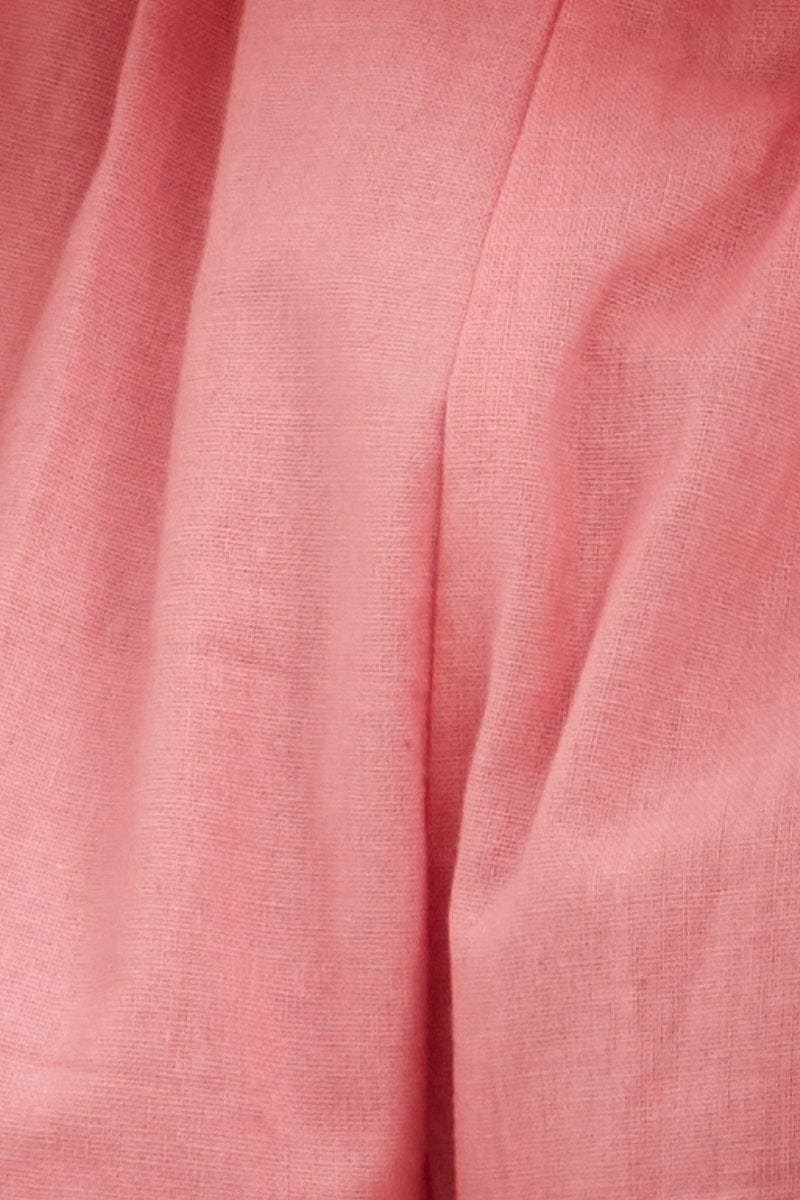 Pink Belted Short Pleat Front Detail