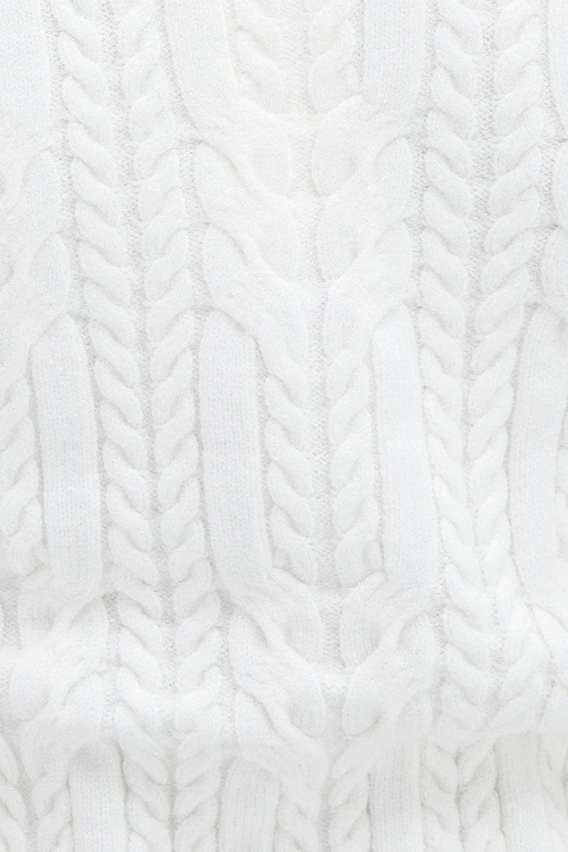 White Cardigan Long sleeve Crew neck