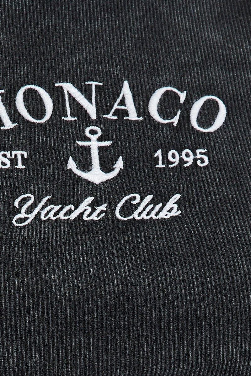 Black Baby Tee Short Sleeve Crop Round Neck Graphic