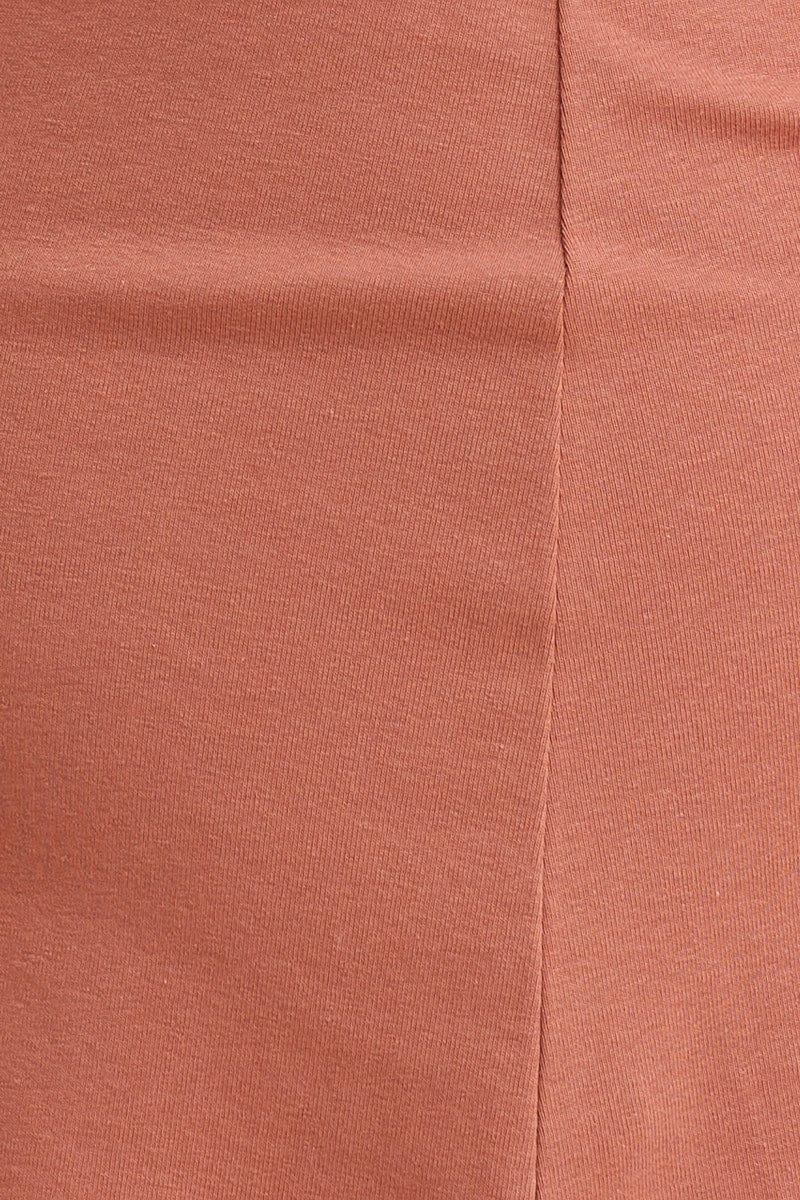 Brown Slip Dress Base Layer Cotton Stretch Sleeveless