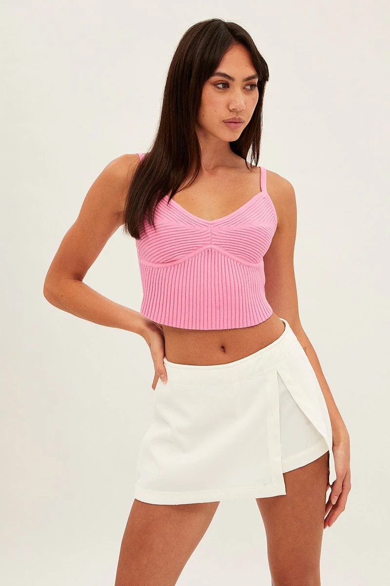 White Mini Skort Mid Rise
